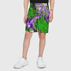 Шорты детские Фиолетовый минерал в зелёном камне, цвет: 3D-принт — фото 2