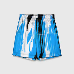 Шорты детские Вертикальные чёрно-белые линии на синем фоне, цвет: 3D-принт