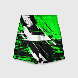 Шорты детские Diagonal black and white stripes on a green backgr, цвет: 3D-принт