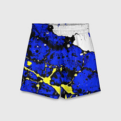 Шорты детские Сине-жёлтая абстракция на белом фоне, цвет: 3D-принт