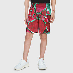 Шорты детские Зеленый минерал в красном камне, цвет: 3D-принт — фото 2