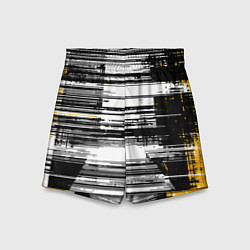 Шорты детские Горизонтальные чёрные линии на бело-жёлтом фоне, цвет: 3D-принт