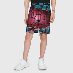 Шорты детские Объемные слои разбитых плит, цвет: 3D-принт — фото 2
