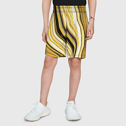 Шорты детские Волнистые вертикальные чёрно-жёлтые полосы, цвет: 3D-принт — фото 2