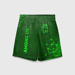Шорты детские Among Us - green gradient вертикально, цвет: 3D-принт