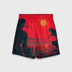 Шорты детские Человек и волк, цвет: 3D-принт