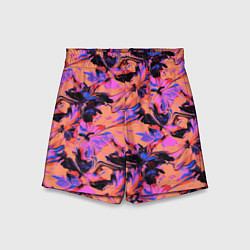 Шорты детские Абстрактные цветы - текучая краска, цвет: 3D-принт