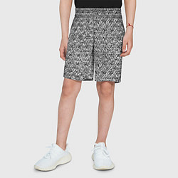 Шорты детские Чёрно-белый текстурный, цвет: 3D-принт — фото 2