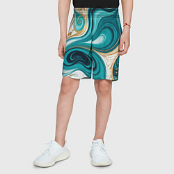 Шорты детские Бирюза и золото, цвет: 3D-принт — фото 2