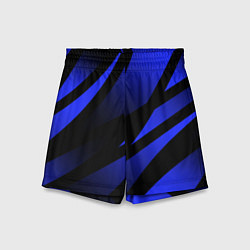 Шорты детские Чёрный с синий абстрактные полосы, цвет: 3D-принт