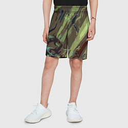 Шорты детские Абстракция тон хаки, цвет: 3D-принт — фото 2
