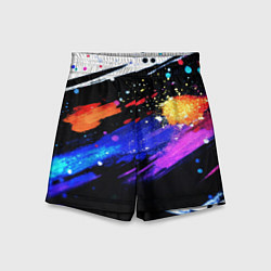 Шорты детские Разноцветные блестящие кляксы - текстура, цвет: 3D-принт
