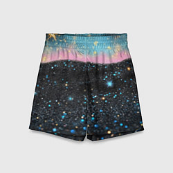 Шорты детские Блестящая текстура на черном, цвет: 3D-принт