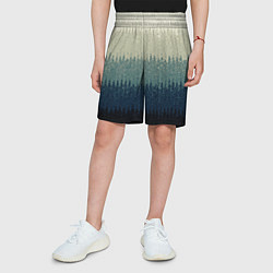 Шорты детские Серо-синий градиент текстурированные полосы, цвет: 3D-принт — фото 2