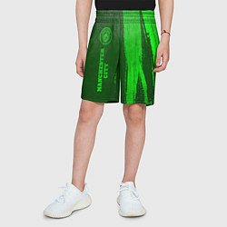 Шорты детские Manchester City - green gradient по-вертикали, цвет: 3D-принт — фото 2