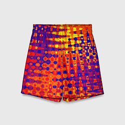 Шорты детские Пламенный сочный оранжево-синий, цвет: 3D-принт