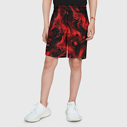 Шорты детские Красно-черные разводы краски - абстрактный узор, цвет: 3D-принт — фото 2