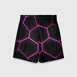Шорты детские Черные соты с фиолетовым неоном, цвет: 3D-принт