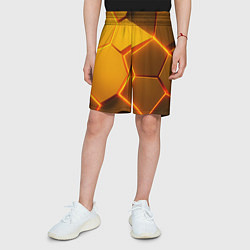 Шорты детские Желтые неоновые соты - текстура, цвет: 3D-принт — фото 2