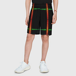Шорты детские Color green orange lines, цвет: 3D-принт — фото 2