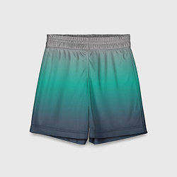 Шорты детские Градиент серо-зеленый, цвет: 3D-принт