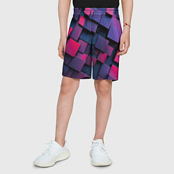 Шорты детские Неоновые квадраты, цвет: 3D-принт — фото 2