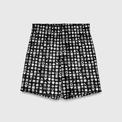 Шорты детские Любовь смерть и роботы, глитч символ паттерн, цвет: 3D-принт