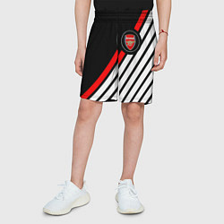 Шорты детские Арсенал геометрия полосы, цвет: 3D-принт — фото 2