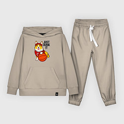 Костюм хлопковый детский JUST DUNK IT корги, цвет: миндальный
