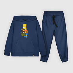 Костюм хлопковый детский Барт Симпсон разбирает свой рюкзак, цвет: тёмно-синий