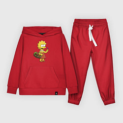 Костюм хлопковый детский Lisa Simpson с гусеницей на даче, цвет: красный