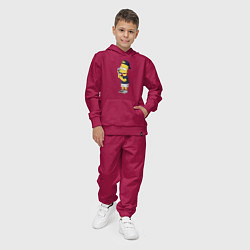 Костюм хлопковый детский Барт Симпсон болтает по мобильнику, цвет: маджента — фото 2
