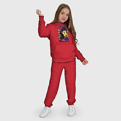 Костюм хлопковый детский Девушка с чёлкой поп арт, цвет: красный — фото 2