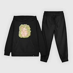 Костюм хлопковый детский Спящий кролик на вязанном пледе, цвет: черный