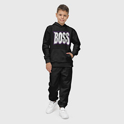 Костюм хлопковый детский Босс надпись, цвет: черный — фото 2