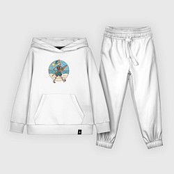 Костюм хлопковый детский Скелет на пляже, цвет: белый