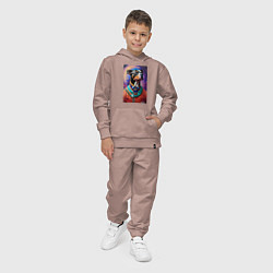 Костюм хлопковый детский Питбуль космонавт - нейросеть, цвет: пыльно-розовый — фото 2