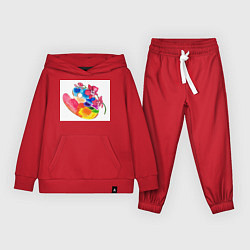 Костюм хлопковый детский Палитра с цветком Орхидея, цвет: красный