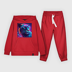 Костюм хлопковый детский Ягуар в очках, цвет: красный