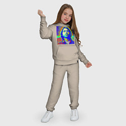 Костюм хлопковый детский Kurt Cobain Glitch Art, цвет: миндальный — фото 2