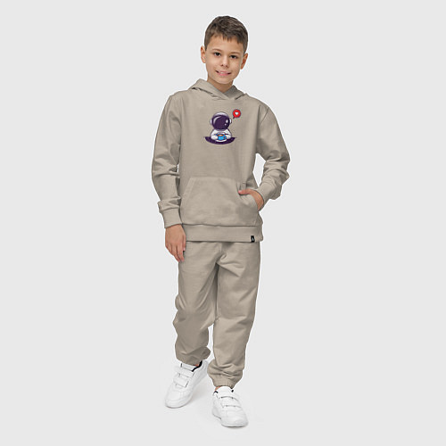 Детский костюм Космонавт, кофе и сердечко / Миндальный – фото 4