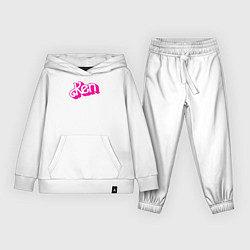 Костюм хлопковый детский Логотип розовый Кен, цвет: белый