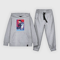 Костюм хлопковый детский Девочка со своим другом волком - аниме, цвет: меланж