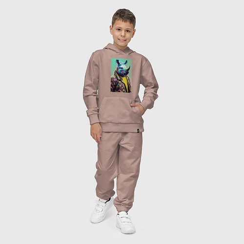 Детский костюм Модный носорог - нейросеть / Пыльно-розовый – фото 4