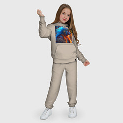 Костюм хлопковый детский Медведь-индеец от нейросети, цвет: миндальный — фото 2