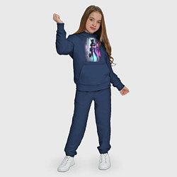 Костюм хлопковый детский Крутая модная кисуля в ночном Бронксе - нейросеть, цвет: тёмно-синий — фото 2