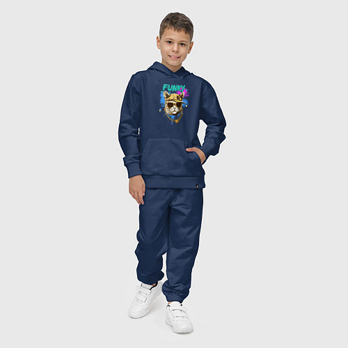 Детский костюм Кот рэпер: funky - AI art / Тёмно-синий – фото 4