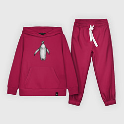 Костюм хлопковый детский Пингвин штрихами, цвет: маджента