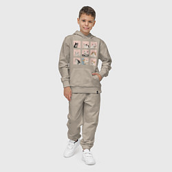 Костюм хлопковый детский Мемные коты, цвет: миндальный — фото 2