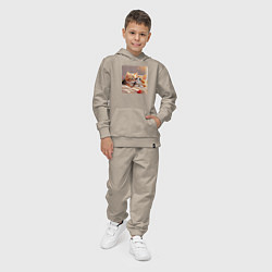 Костюм хлопковый детский Кошки и сердечки, цвет: миндальный — фото 2